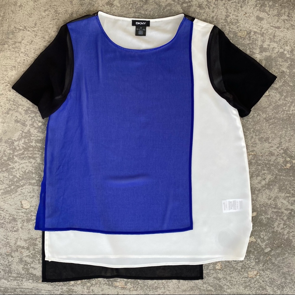2/$16 DKNY Color block Layered Asymmetrical Top